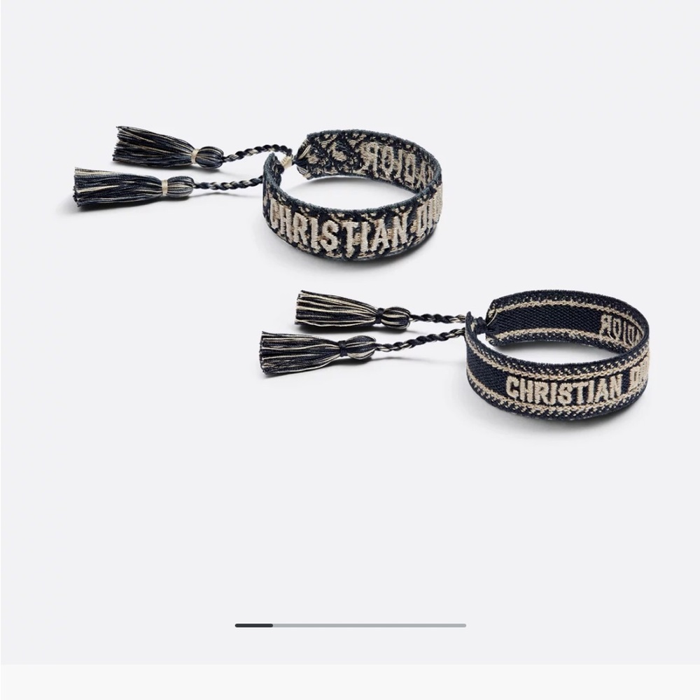 Christian Dior Bracelet Set Navy Blue Dior Oblique Cotton